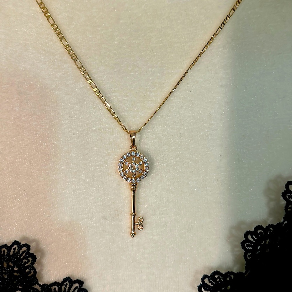 Key Charm with Necklace 14 Kt Gold Filled